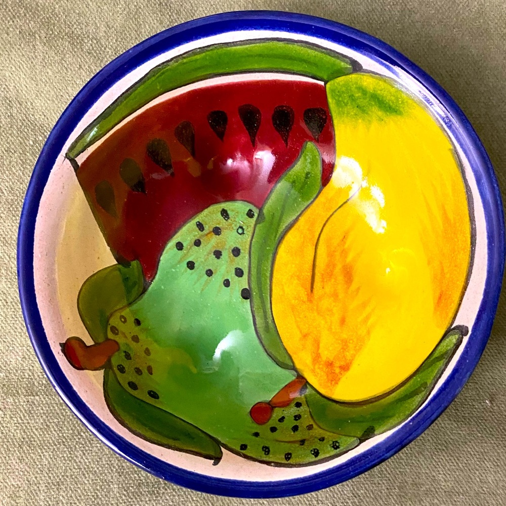 Fruit-Themed Hand painted Ceramic Bowl Mexico. #09